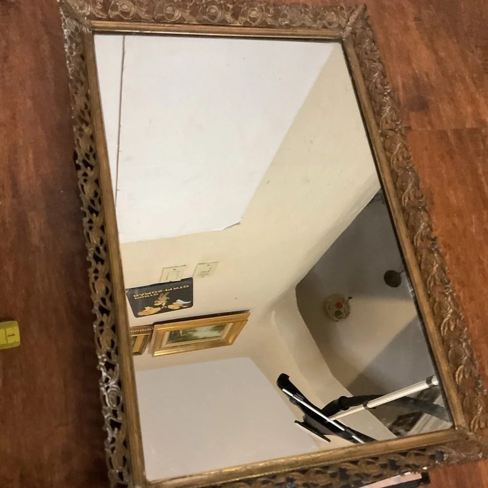 Vintage Ornate Gold Vanity tray or wall mirror